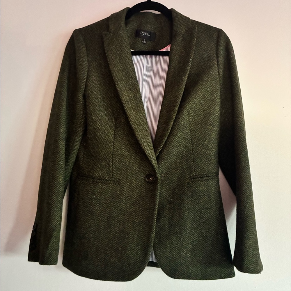 J Crew green wool blazer